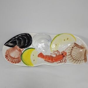 Vintage Majolica Italy Colorful Ceramic Seafood Platter
